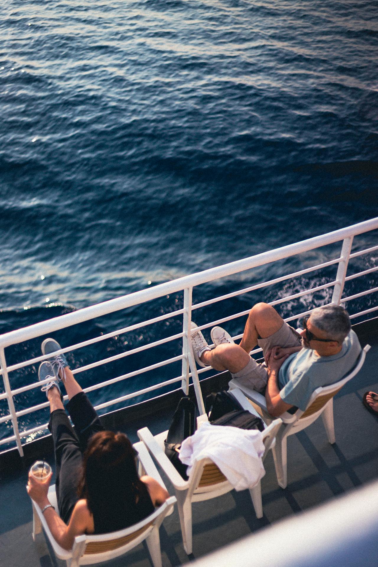Cruise ship sailing through calm blue ocean waters